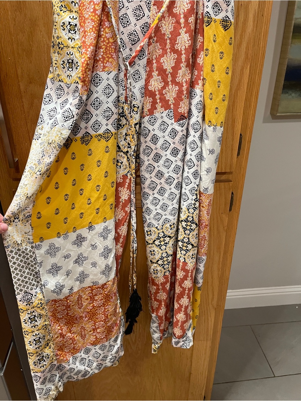 Xhilaration Yellow Multi Patchwork Print Jumpsuit | Size Large| Boho Summer - Picture 7 of 7